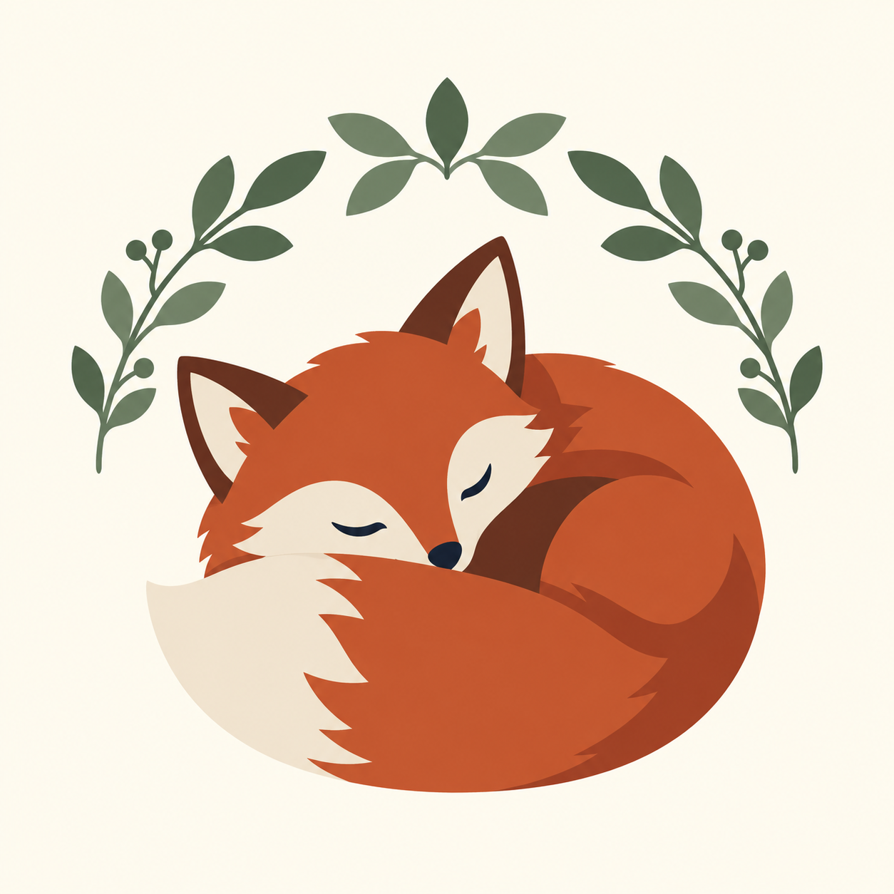Sleeping fox illustration for a sample craft chart