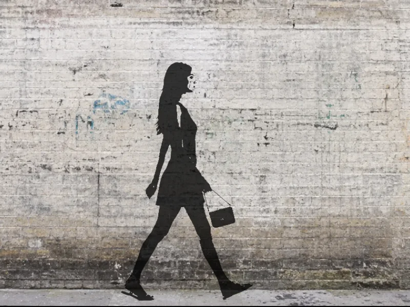 Stencil on graffiti wall