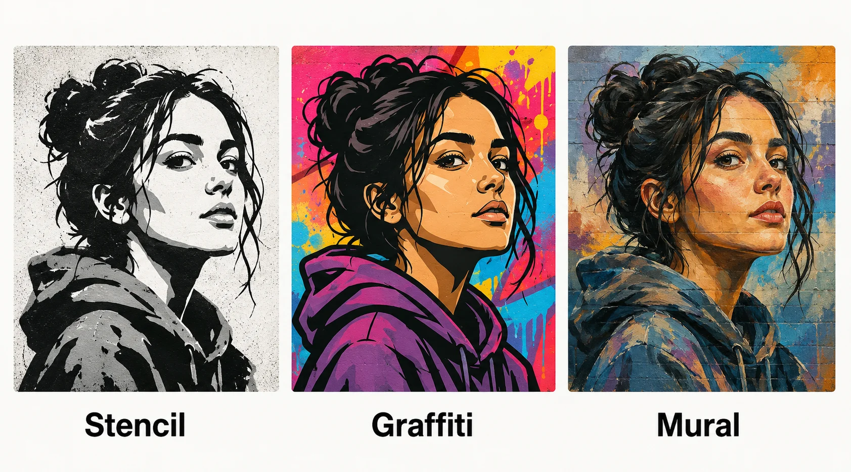 Street art style preset comparison