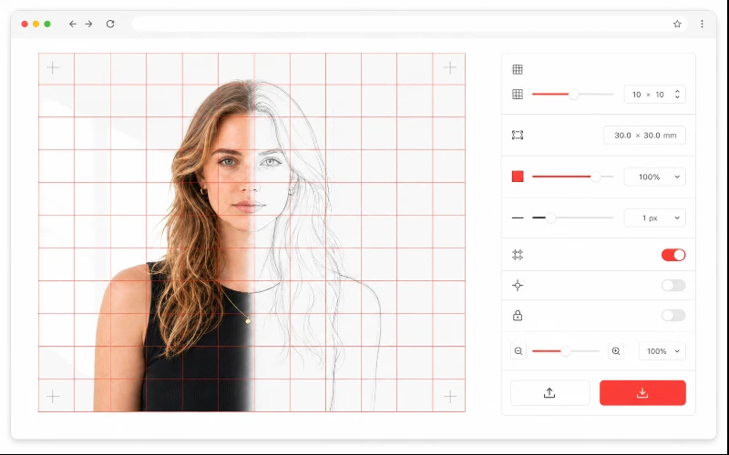 TraceGrid: a precise grid overlaid on an image with the exact real-world cell size shown
